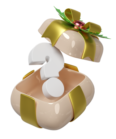 Question Mark With Gift Box  3D Illustration