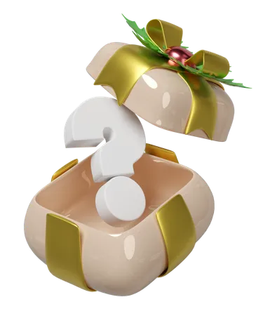 Question Mark With Gift Box  3D Illustration