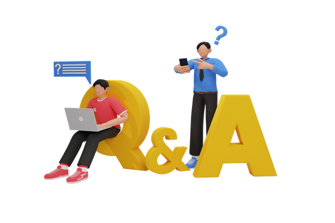 Questions and Answers  3D Illustration