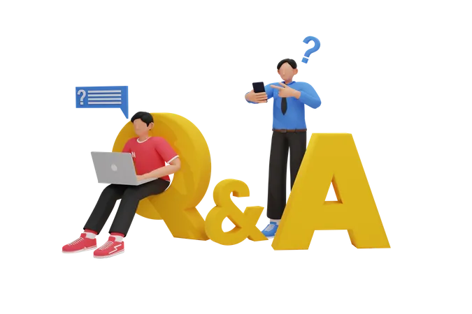 Questions and Answers 3D Illustration