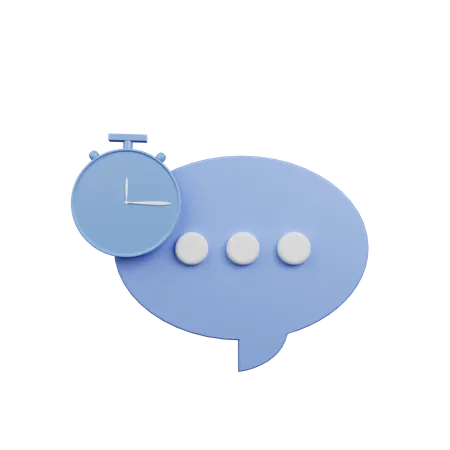 3 D Illustration Of Simple Icon Chat Bubble With Clock Icon 3D Illustration