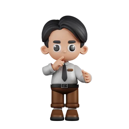 Quiet Businessman  3D Illustration