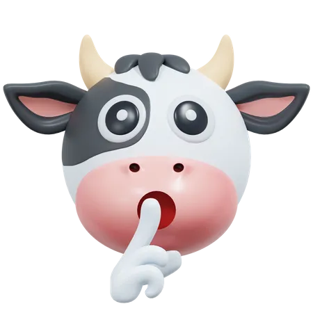 Quiet Cow Emoticon 3 D Icon Illustration 3D Icon