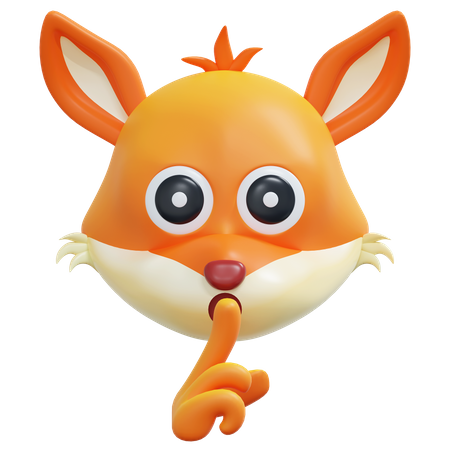 Quiet Fox Emoticon  3D Icon