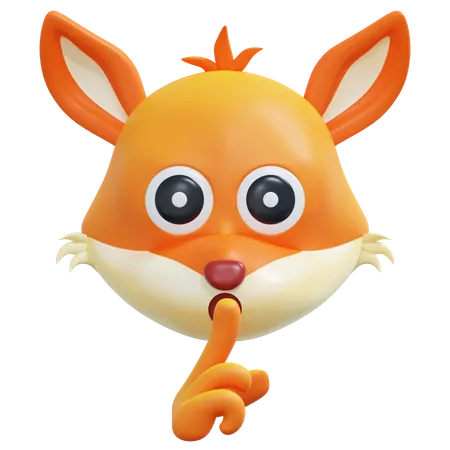 Quiet Fox Emoticon  3D Icon