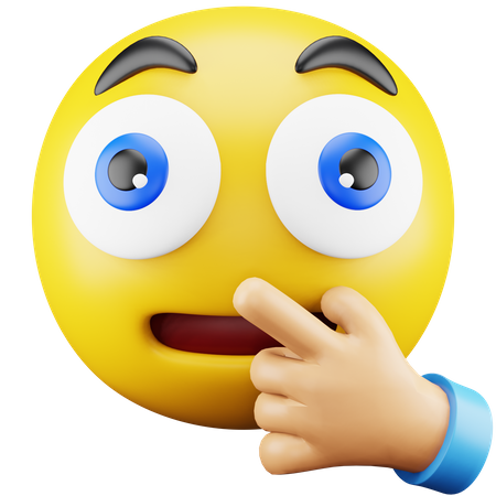 Quiet Shocked Hand Emoji  3D Icon