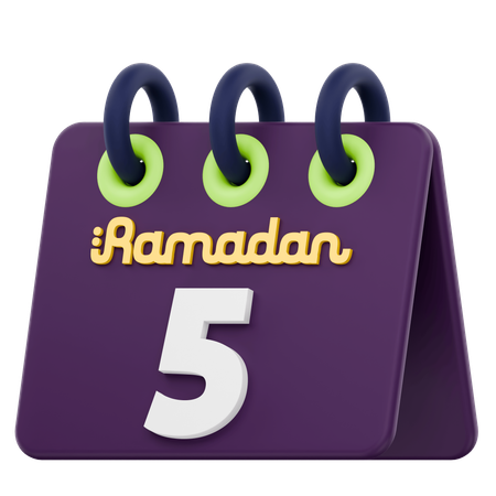 Quinto dia do calendário do Ramadã Celebração do Ramadã  3D Icon