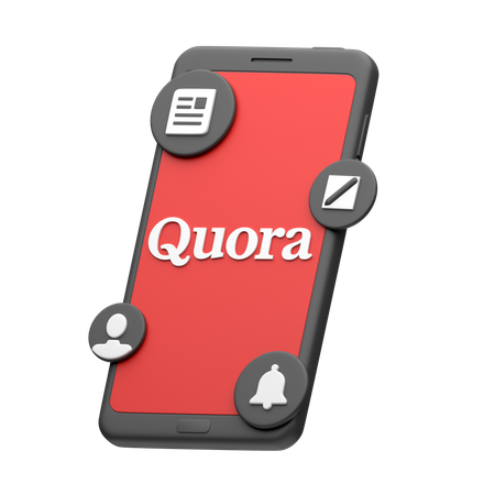 Quora On Smartphone  3D Icon