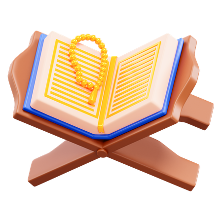 Quran and prayer beads  3D Icon