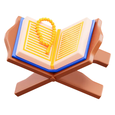 Quran and prayer beads  3D Icon