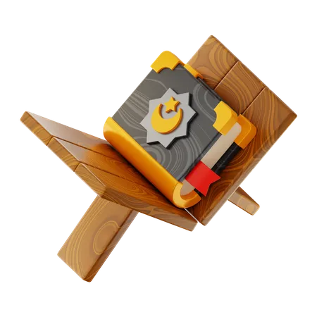 Quran And Wooden Stand  3D Icon