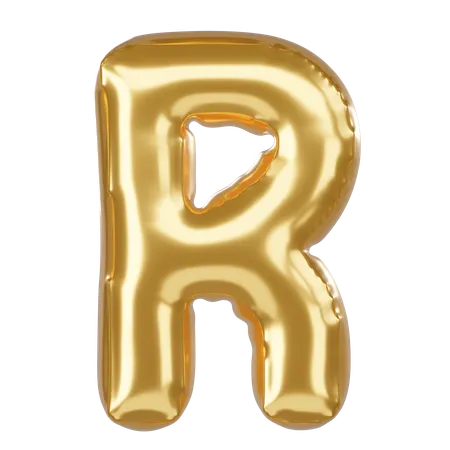 R Alphabet 3 D Illustration In Golden Balloon Style 3D Icon