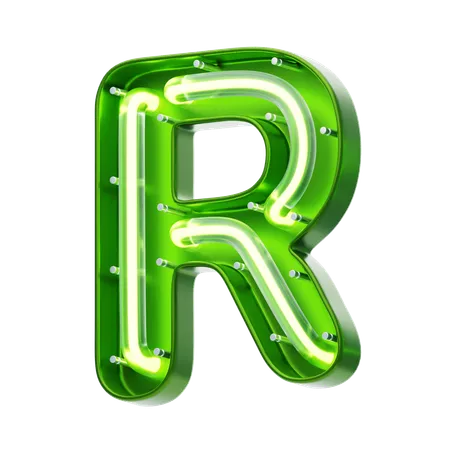 R Letter Shape Neon Text  3D Icon