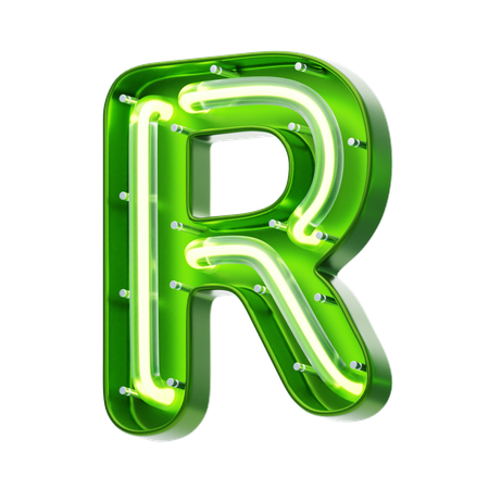 R Letter Shape Neon Text  3D Icon