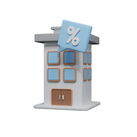 Rabatt gebäude  3D Icon