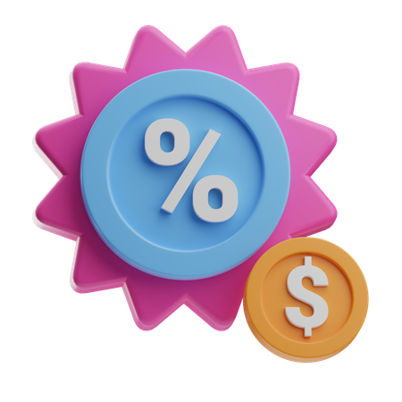 Rabattabzeichen mit Münze  3D Icon