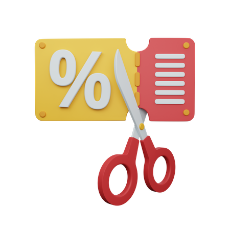 Rabattgutschein und Schere  3D Icon