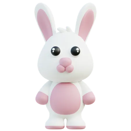 Joyful 3 D Rabbit Character With Long Ears And A Pink Nose 3D Icon