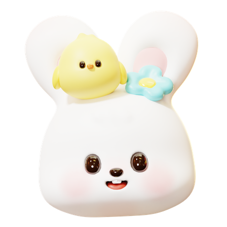 Rabbit And Chick  3D Icon