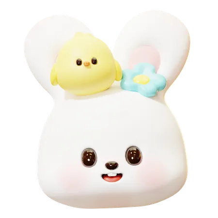 Rabbit And Chick  3D Icon