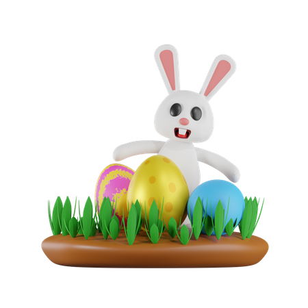 Rabbit And Easter Egg  3D Icon