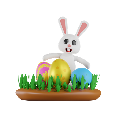 Rabbit And Easter Egg  3D Icon