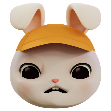 Rabbit Anxious Emoji  3D Icon