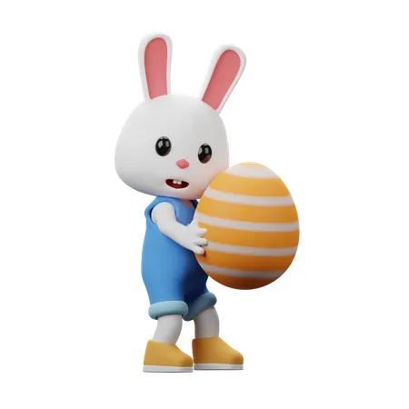 Rabbit Bring Easter Egg  3D Illustration