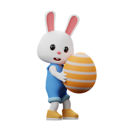 Rabbit Bring Easter Egg  3D Illustration