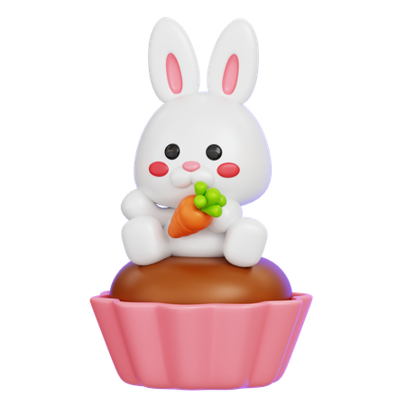 Rabbit Cupcake  3D Icon