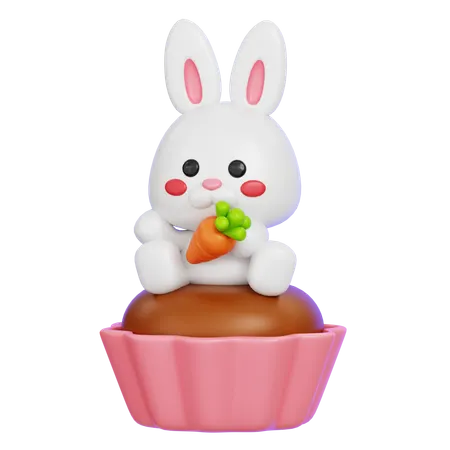 Rabbit Cupcake  3D Icon