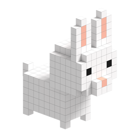 Rabbit Cute Voxel Art  3D Icon