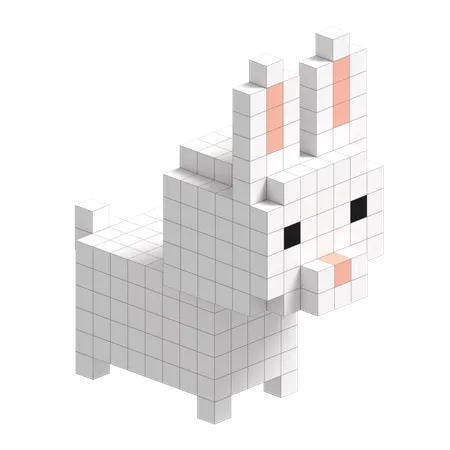 Rabbit Cute Voxel Art  3D Icon