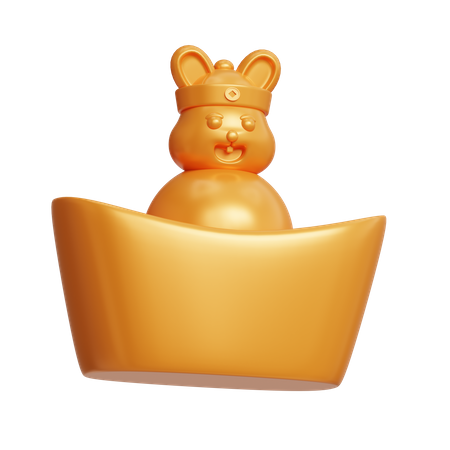 Rabbit Gold Ingot  3D Icon