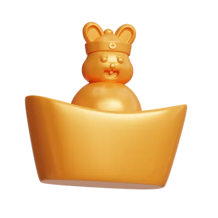 Rabbit Gold Ingot  3D Icon