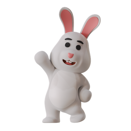 Rabbit Greeting Hello  3D Illustration