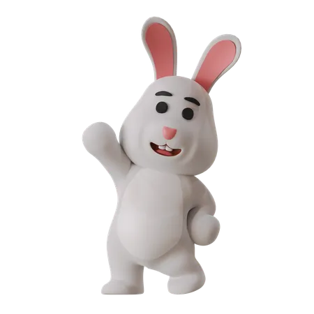 Rabbit Greeting Hello  3D Illustration