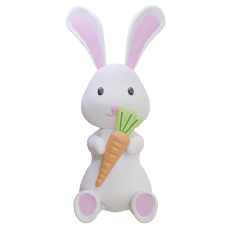 Rabbit Holding Carrot  3D Icon