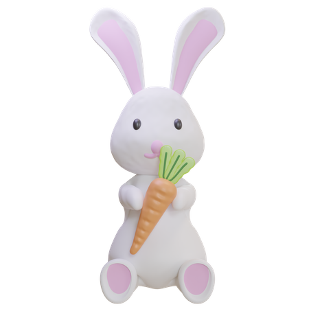 Rabbit Holding Carrot  3D Icon