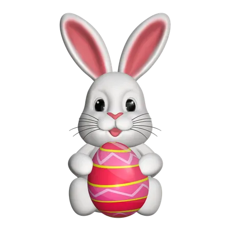 Rabbit Holding Egg  3D Icon