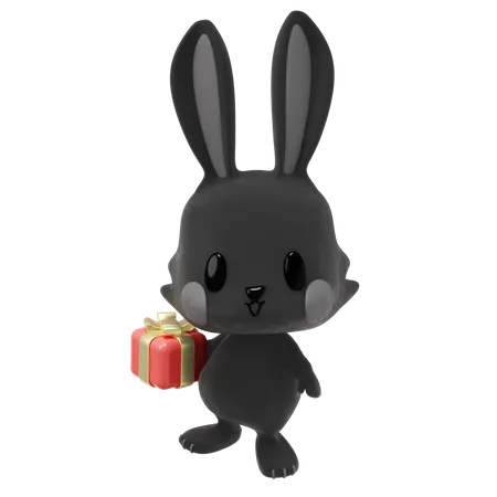 Rabbit Holding Gift  3D Icon