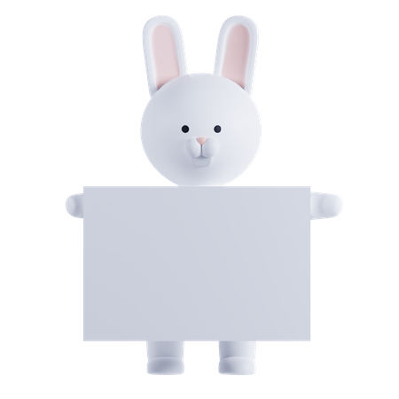 Rabbit Holding Placard  3D Illustration