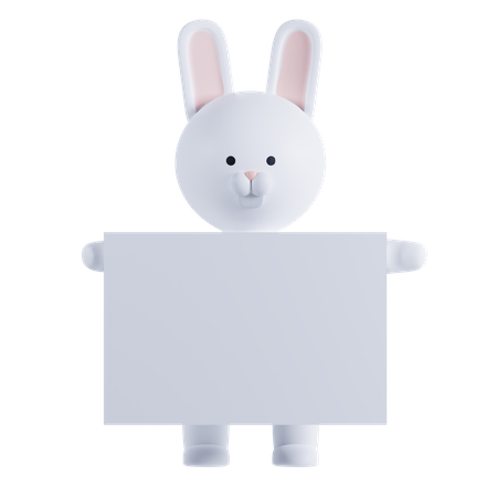 Rabbit Holding Placard 3D Illustration