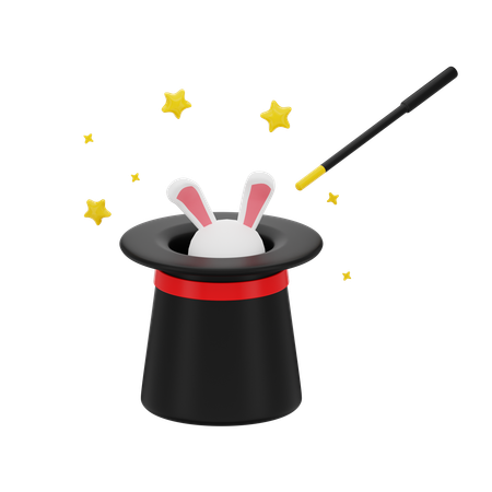 Rabbit in a hat  3D Icon