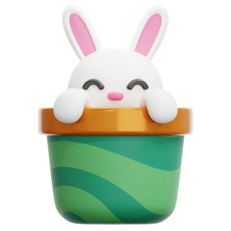 Rabbit On Pot  3D Icon