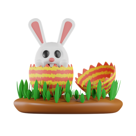 Rabbit Out From Easter Egg  3D Icon