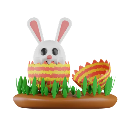 Rabbit Out From Easter Egg  3D Icon