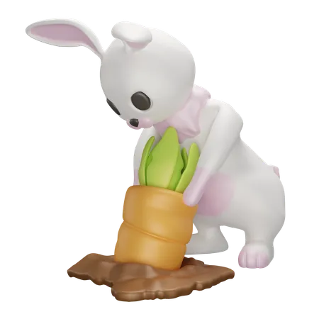 Rabbit pull carrot  3D Icon