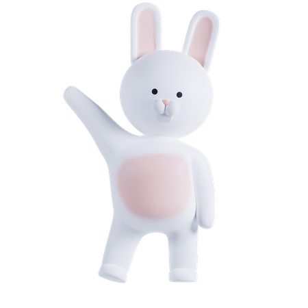 Rabbit Saying Hello  3D Illustration