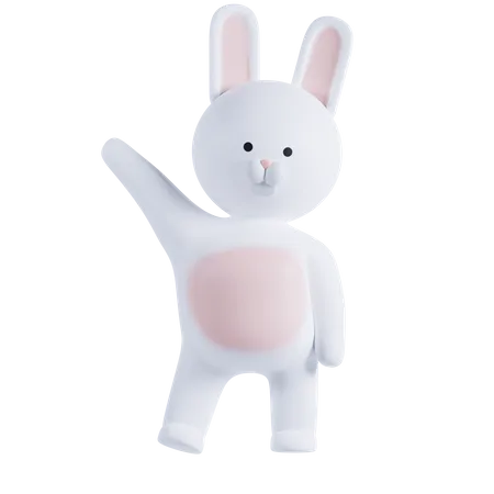 Rabbit Saying Hello  3D Illustration